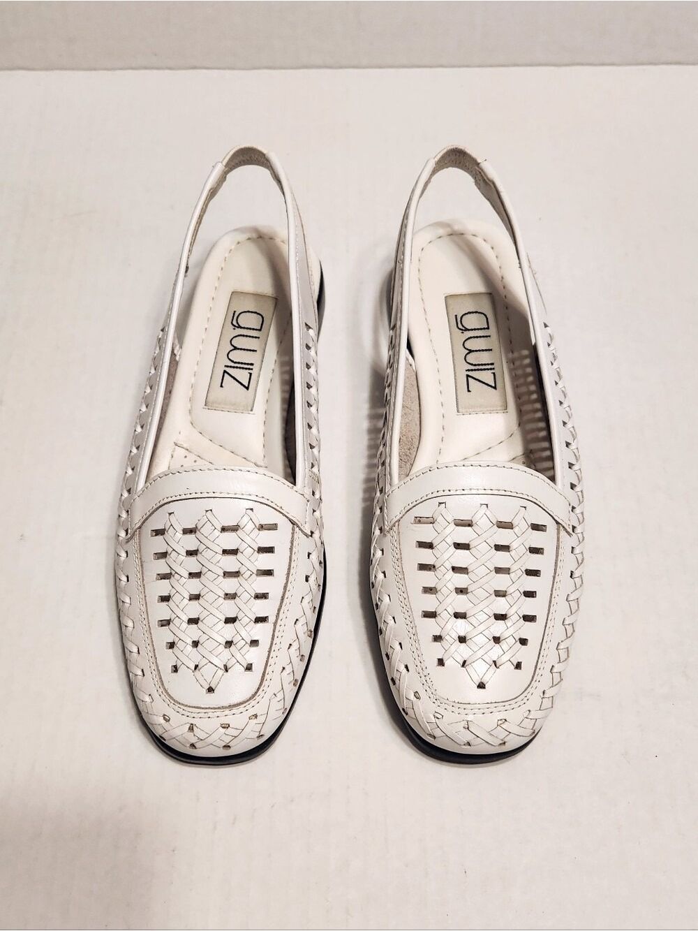 G. Wiz Jenny White Leather Woven Slingback Low Heel Sandals Size 6 Medium - Picture 4 of 11
